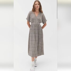 Urban Outfitters Plaid Maxi Dress - brown and white